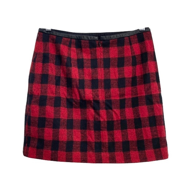 MADEWELL Red Buffalo Check Gamine Plaid Wool Blend Mini Skirt Size 2 - Picture 4 of 12